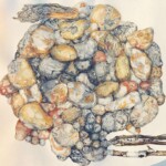 Steinzeit 75x75cm, Farbstiftzeichnung